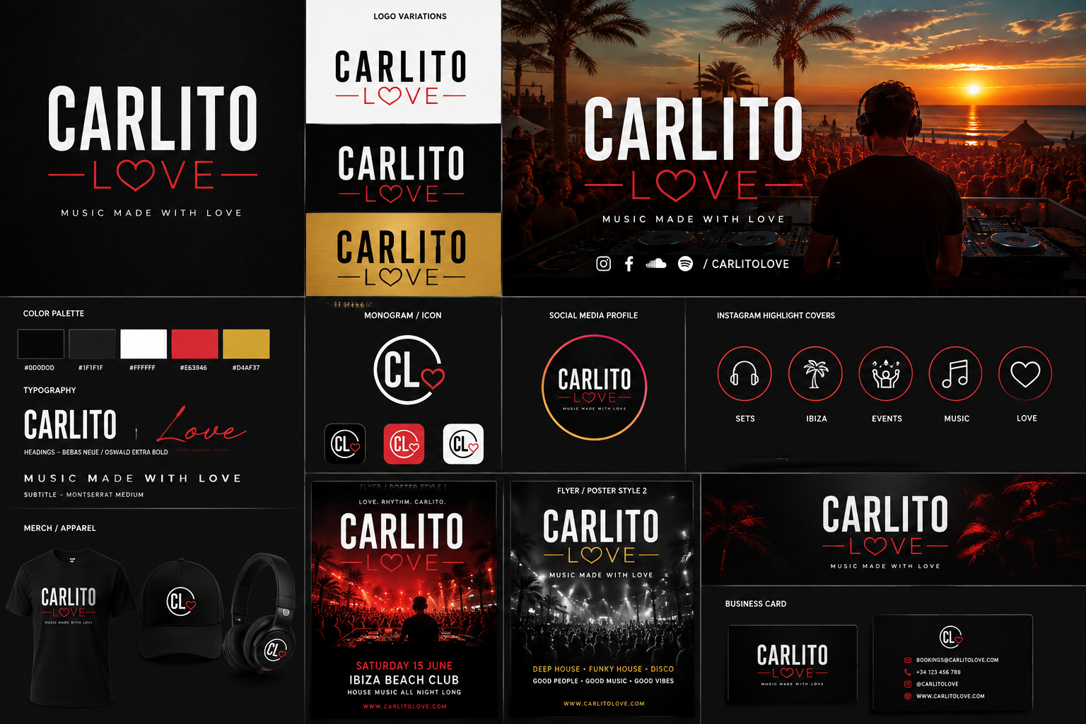 Carlito Love brand identity board