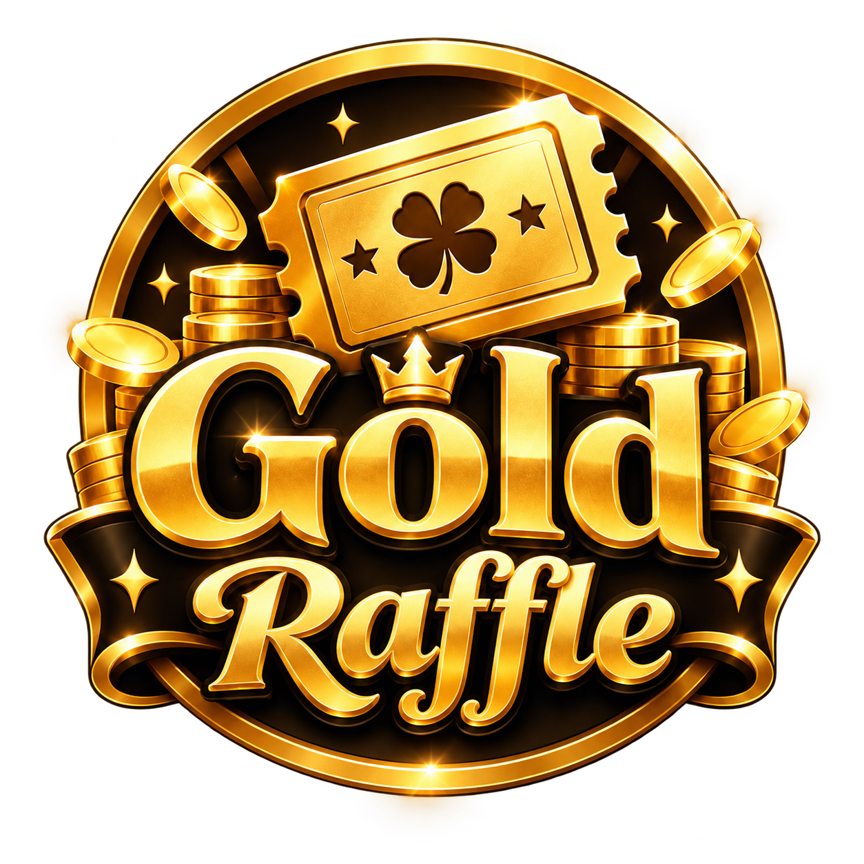 Gold Raffle gold ticket and coin logo
